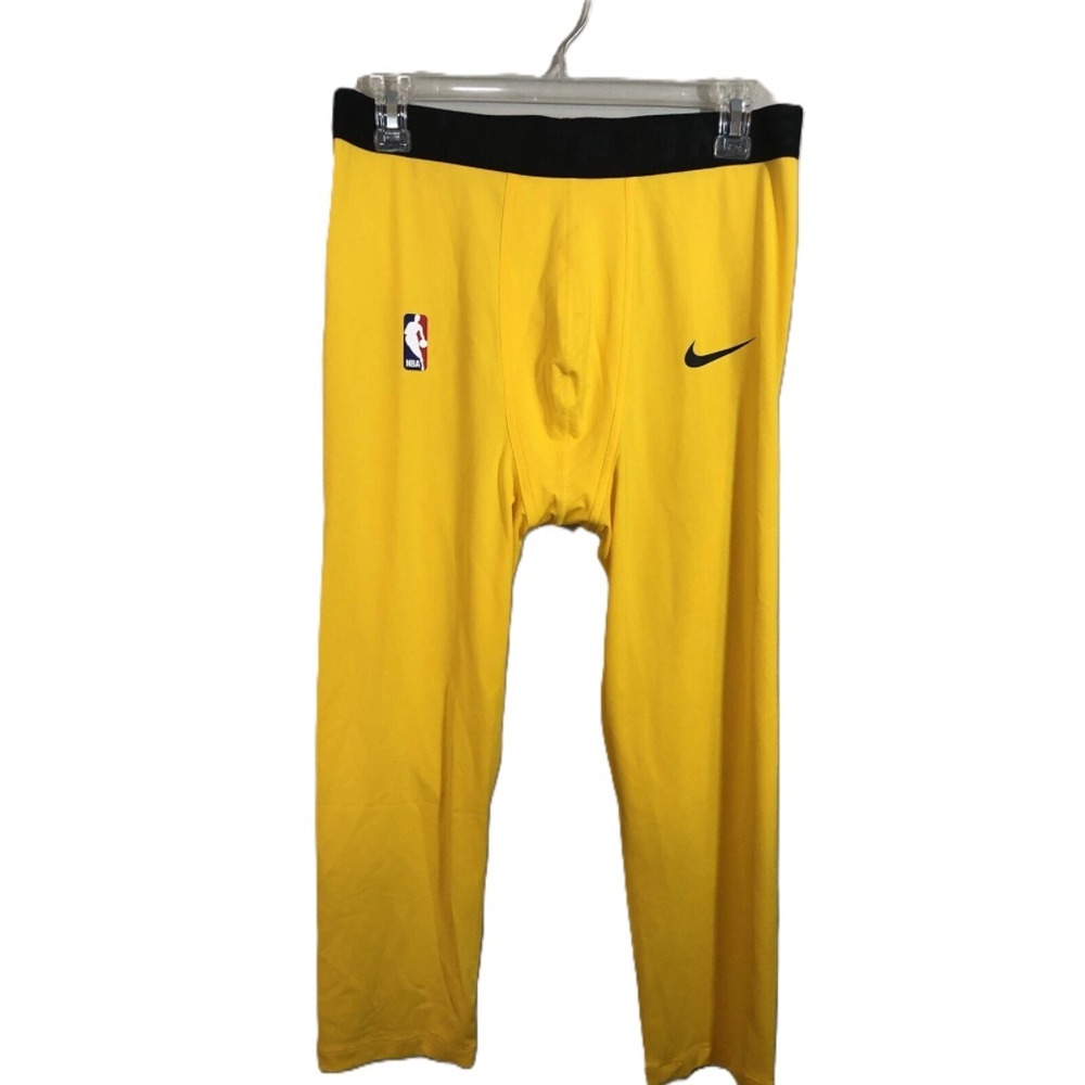 Nike Pro x NBA Compression Leggings Men's XL Yellow Activewear Yoga Performance
